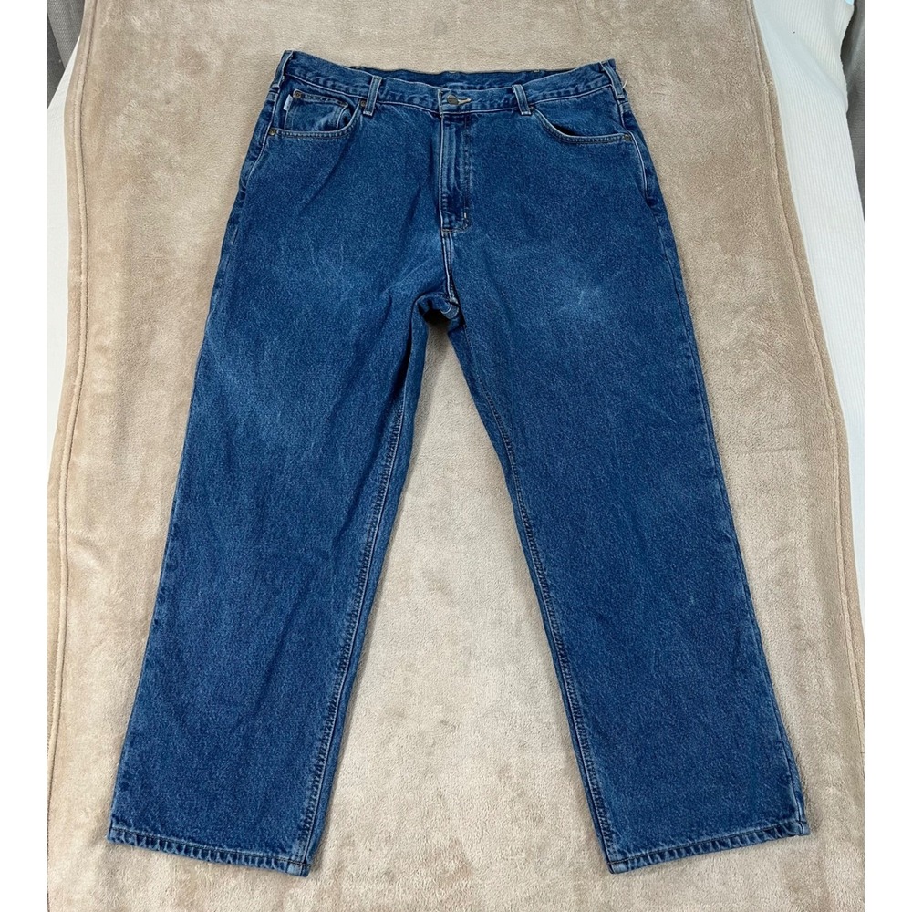 Carhartt Relaxed Fit Flannel Lined Jeans Men's 40(37)x30 Blue  B172 DST GOOD
